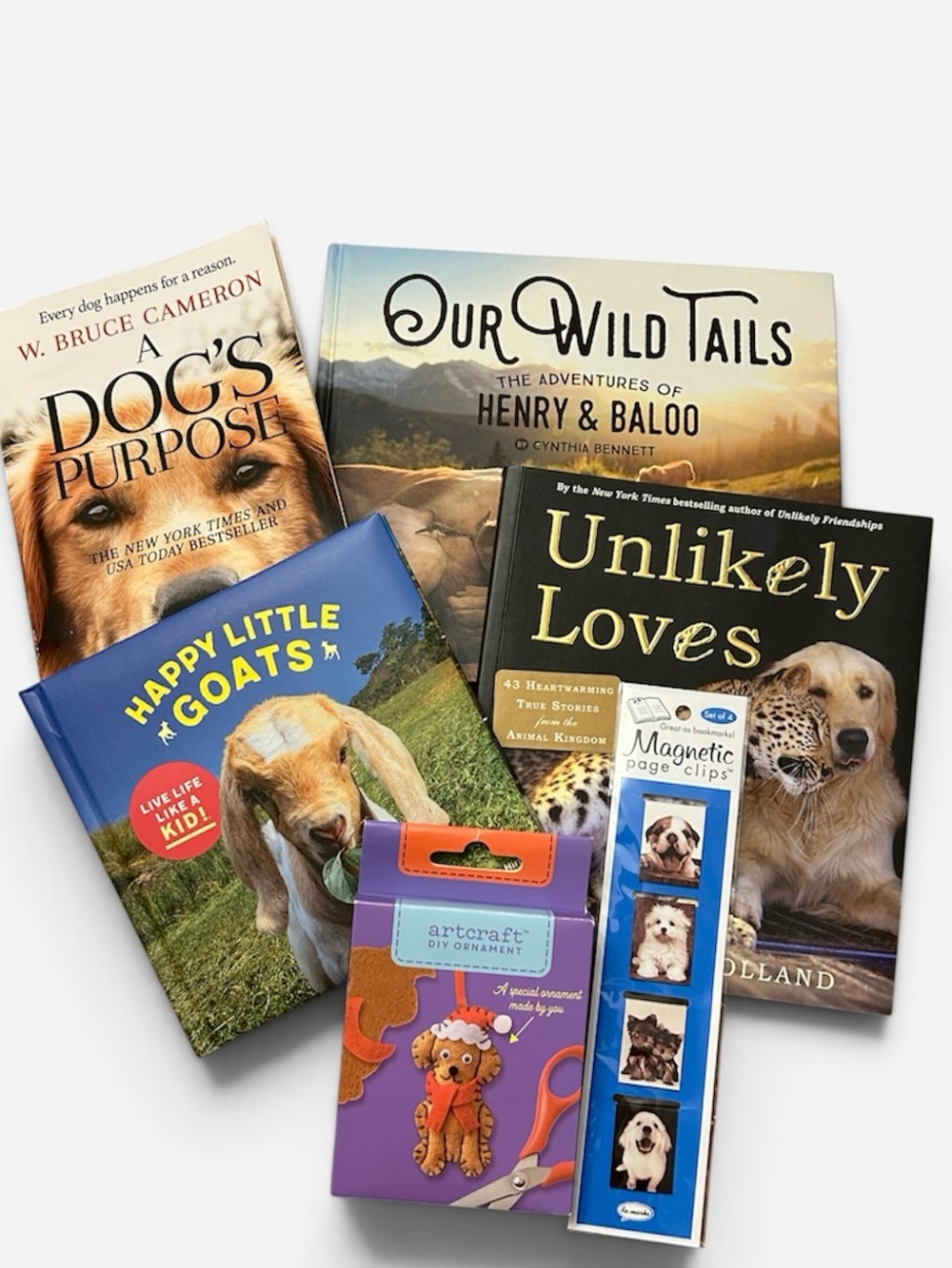 Animal Lover’s Gift Bundle- Dogs, Goats, Cats- Books, Craft, Magnetic Bookmarks